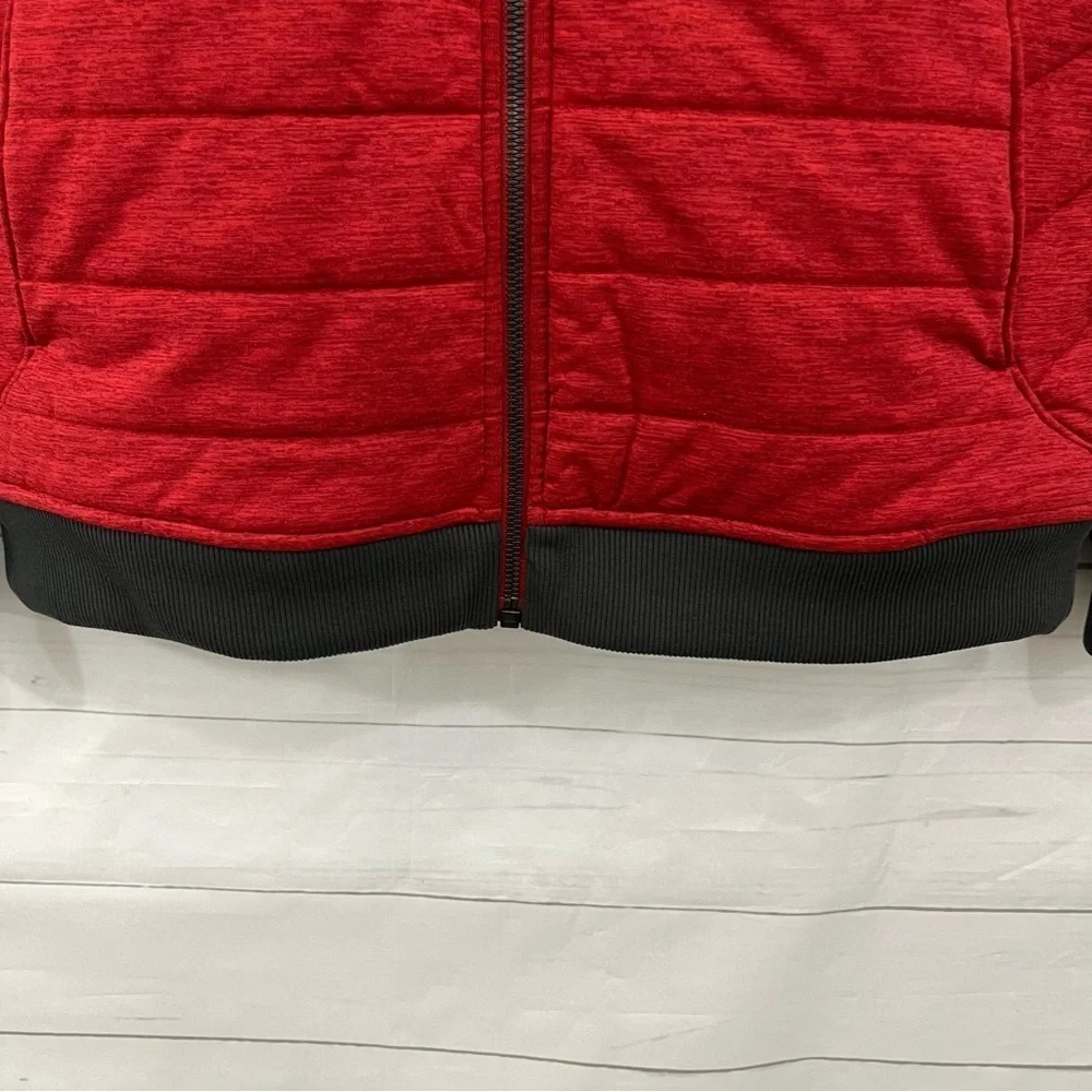 The North Face Red Gray Zipper Quilted Bomber Insulated Jacket